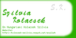 szilvia kolacsek business card